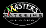 A black and white logo for a restaurant called masters.