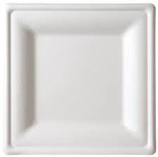 A white square plate with no lid.